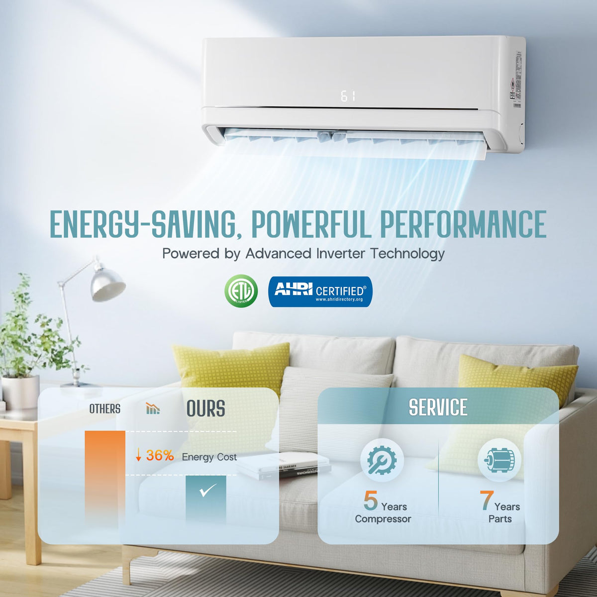 SPECRAFT 18,000 BTU Mini Split Air Conditioner and Heater, Energy-Efficient Inverter, SEER2 18, 220V, Self-Cleaning, Remote & App Control, Quick & Easy Installation, Cooling & Heating for 1250 Sq.Ft.