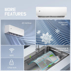 Upstreman 12000 BTU Mini Split AC Heating System, 20 SEER2 230V Mini Split Air Conditioner, Pre-Charged Heat Pump Ductless Inverter System, Up to 750 Sq.Ft, WiFi Control, with Mounting Bracket