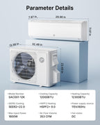 12000 BTU Mini Split Air Conditioner, 115V 22 SEER2 AC & Heat Pump