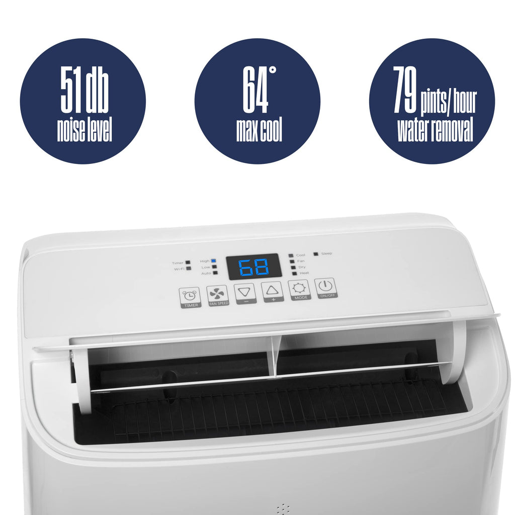 Westinghouse 14,000 BTU Air Conditioner with Heat Mode, Cools 700 sq. ft., WiFi Enabled, Remote Controlled, Dehumidifier, 3-Speed Fan, Programmable Timer, Window Kit