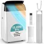 SereneLife 8000 BTU Portable Air Conditioner with Heat, Compact 4-in-1 Portable AC & Heater for Room Up to 350 Sq Ft with Dehumidifier & Fan Function, Remote Control, Window Mount Kit, 13" x 11" x 26"
