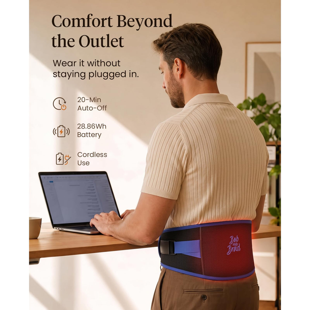 BOB AND BRAD Cordless Heating Pad for Back, Red Light & Cooling Gel Pack