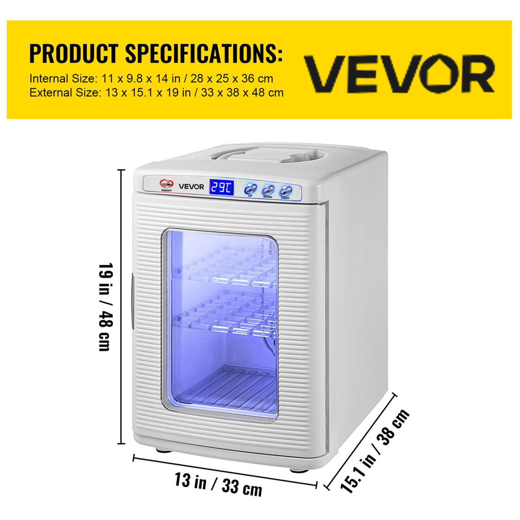 Happybuy White Reptile Incubator 25L Scientific Lab Incubator Digital Incubator Cooling and Heating 5-42°C Reptile Egg Incubator 12V/110V Work for Small Reptiles