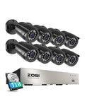 ZOSI 3K Lite 8CH Security Camera System Outdoor with 1TB Hard Drive,AI Human/Vehicle Detection,Night Vision,H.265+ 8 Channel 5MP Lite Video DVR Recorder,8X 1080P HD 1920TVL Weatherproof CCTV Cameras