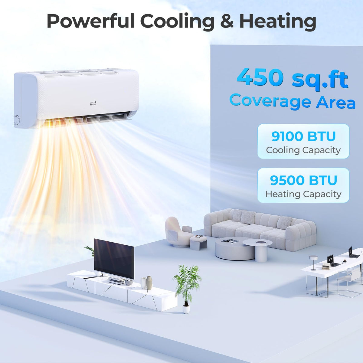 COSTWAY 9000 BTU Mini Split Air Conditioner, with Heat Pump