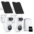 Security Cameras Wireless Outdoor No Monthly Fee, 2 Cam Kit Dual-Lens Solar Security Camera System,128GB Local Storage, IP66, Night Vision,5G&2.4G WiFi 4MP Cameras for Home Security Router Compatible