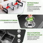 30-inch Black Kitchen Sink, Double Bowl Drop-in/Top-Mount 304 Stainless Steel with Nano Coating, Includes Drain Assembly & Fruit Basket for Modern Kitchen (30.7" x 16.9")