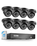 ZOSI 8 Channel 4K NVR with 8 x 5MP PoE Dome Security Camera System, 2TB HDD
