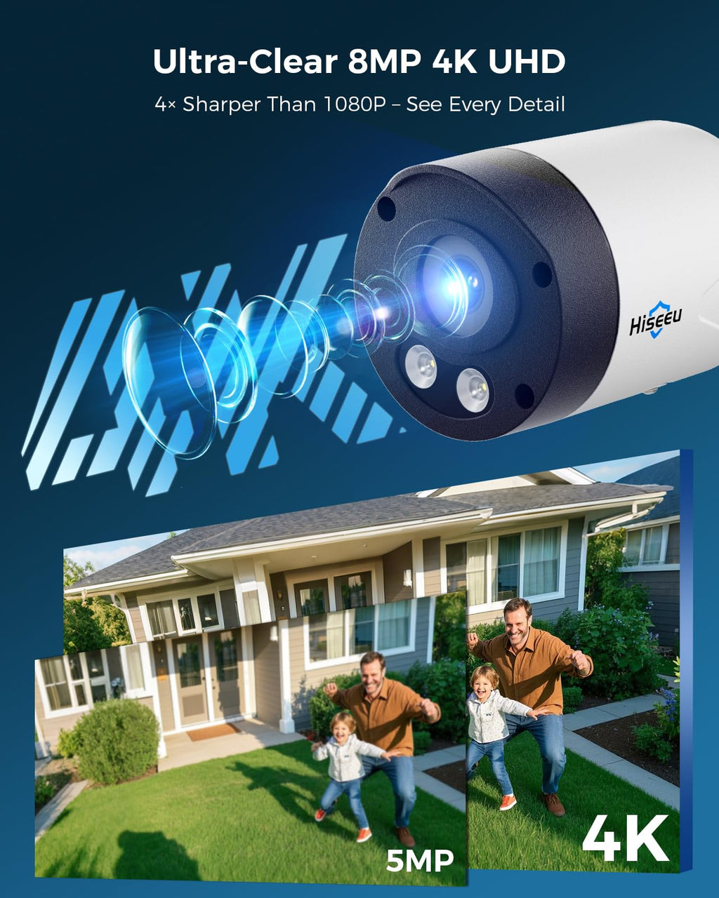 Hiseeu 4K/8MP Wireless Security Camera Outdoor, 4 Cam-Kit, 1T HDD