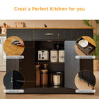 47" Kitchen Island with Trash Can Storage, Include 2 Chairs, Black