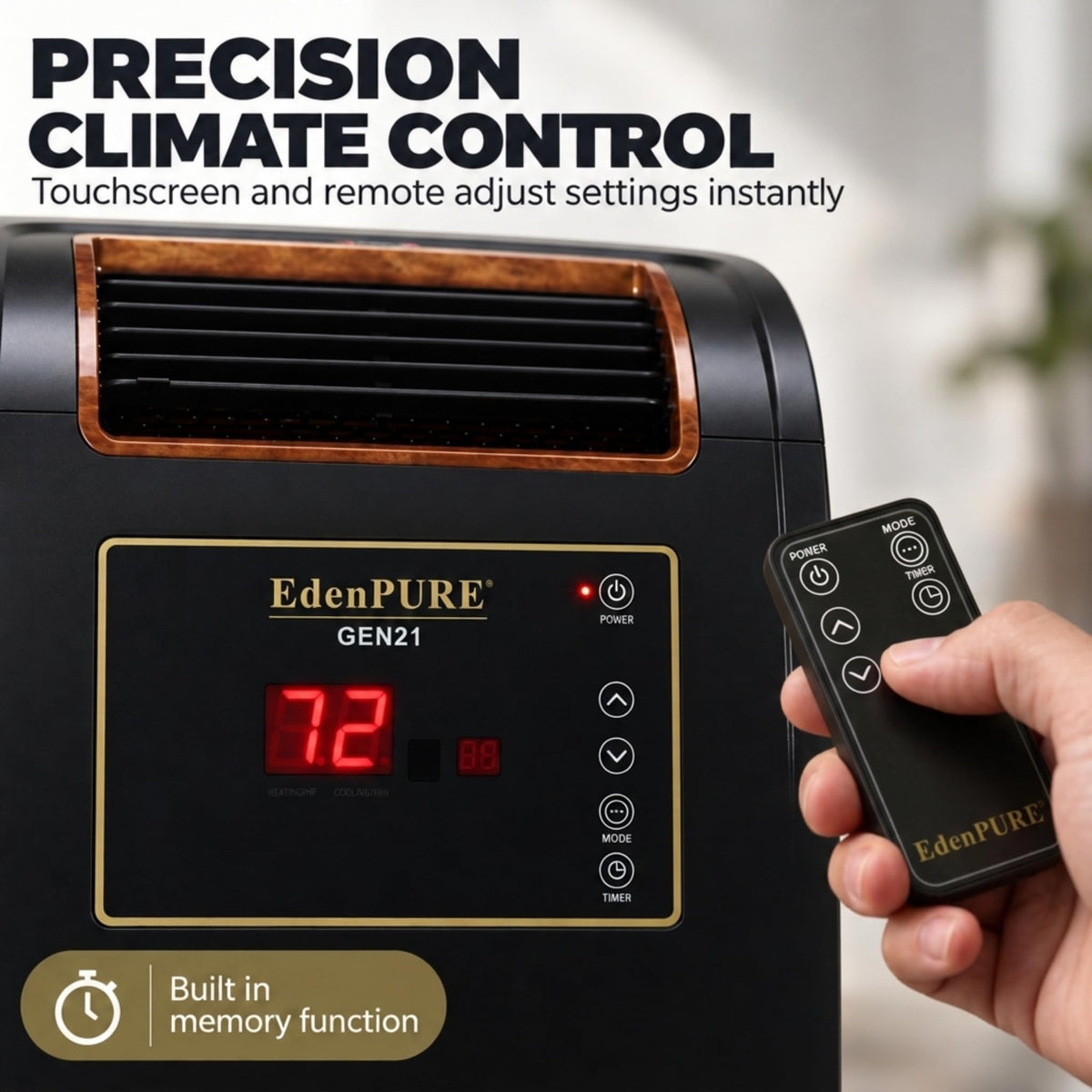 EdenPURE GEN21 Infrared Heater Wall Hugger w/Bladeless Cooling Fan, 1500W