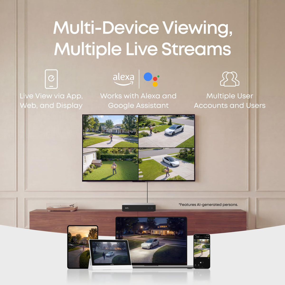 eufy Security NVR System E50,4-Cam Kit,4K Dual-Lens Bullet-PTZ (2TB HDD)