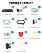 ZOSI 4K PoE Security Camera System,4pcs 4K C186 Aurora Lux Outdoor Indoor Wired Cameras,True Full Color Night Vision,Person Vehicle Detection,2 Way Audio,8MP 8CH NVR with 2TB HDD for 24/7 Recording