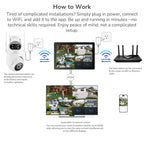 Wireless Security Camera System with 10" Touchscreen Monitor, 2K Dual Lens