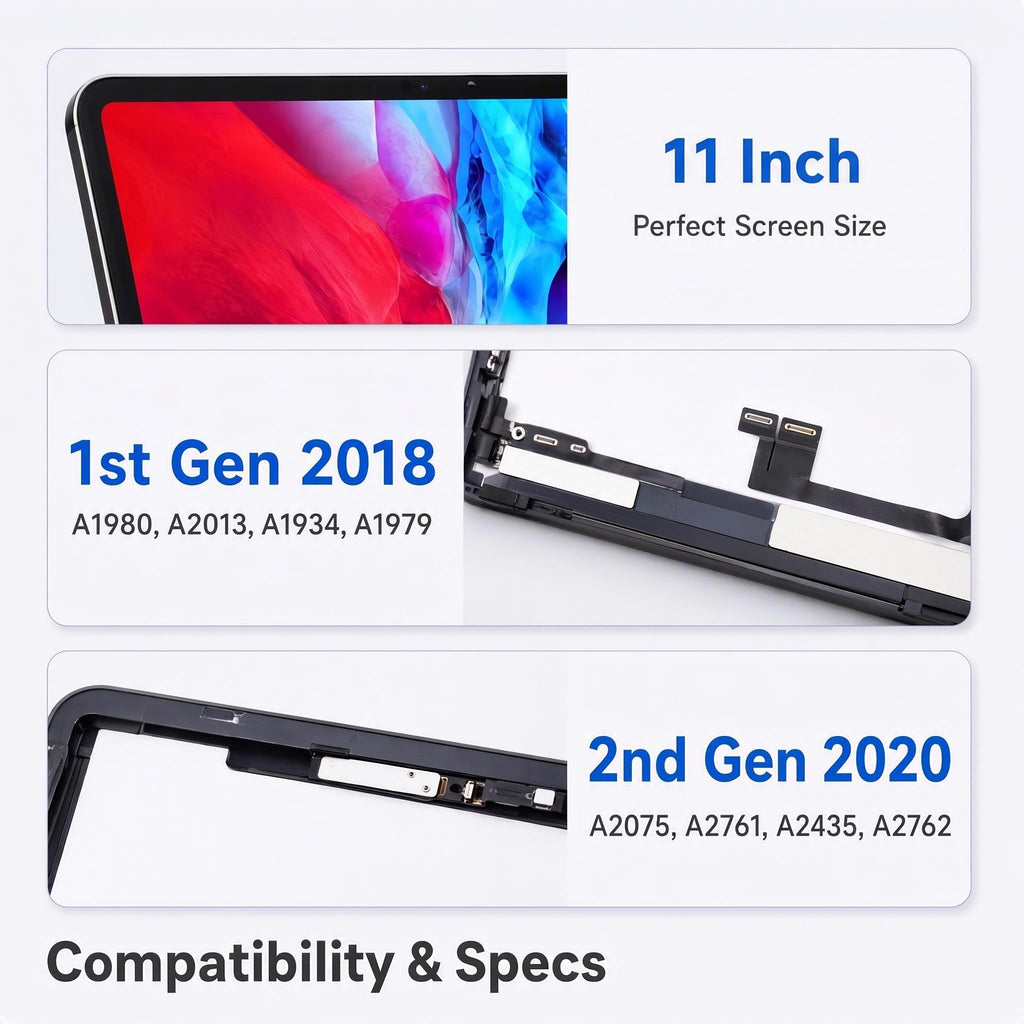passonTR for iPad Pro 11 Inch 1st (2018)/2nd Gen (2020) LCD Touch Screen Replacement| Fits A1980 A2013 A1934 A1979 A2068 A2230 A2228 A2231 | Digitizer Assembly with Repair Kit