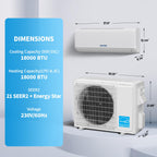 Garvee18000 BTU 21 SEER2 Ductless Mini Split AC & Heat Pump, WiFi Control, Compatible with Alexa, 230V Energy Efficient Inverter System, Cools Up to 1000 Sq.ft