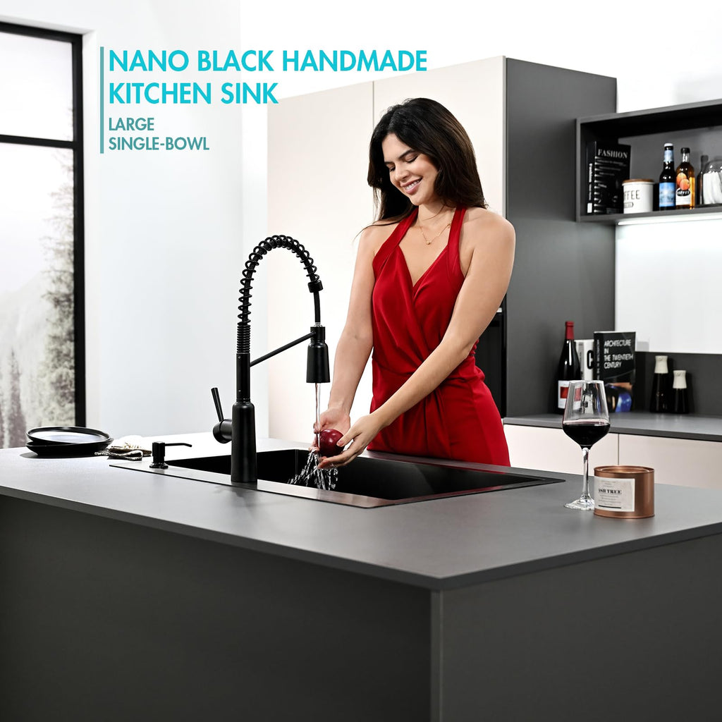 33 Inch Black Drop in Double Bowls Kitchen Sink