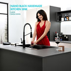 33 Inch Black Drop in Double Bowls Kitchen Sink