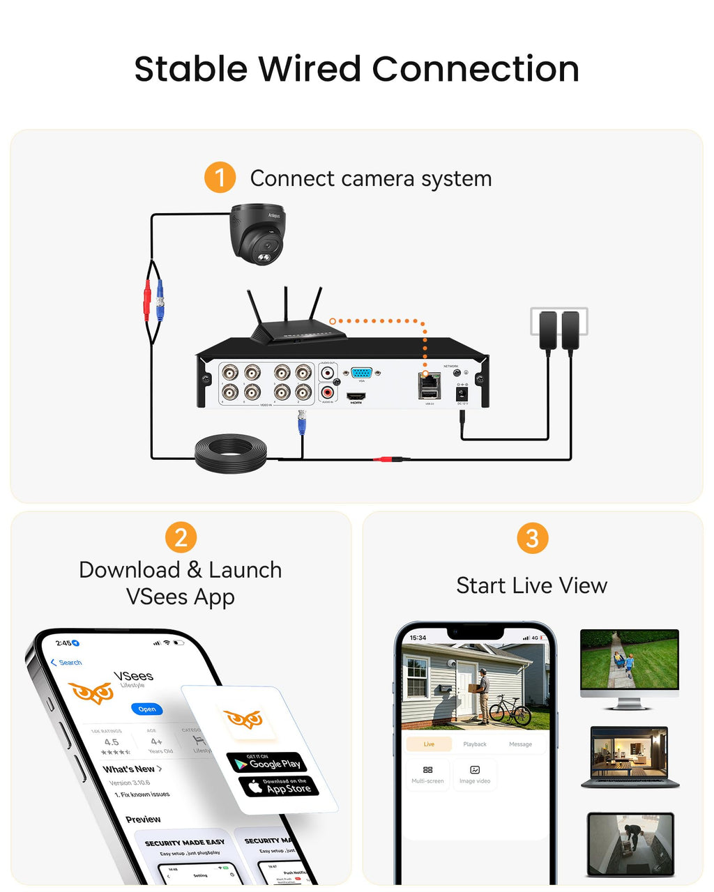 Anlapus 4K Wired Home Security Camera System, 8 X 8MP Dome Camera, 1TB HDD