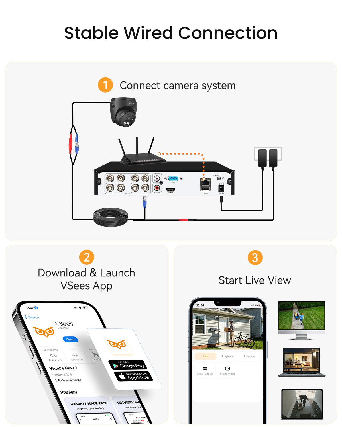 Anlapus 4K Wired Home Security Camera System, 8 X 8MP Dome Camera, 1TB HDD