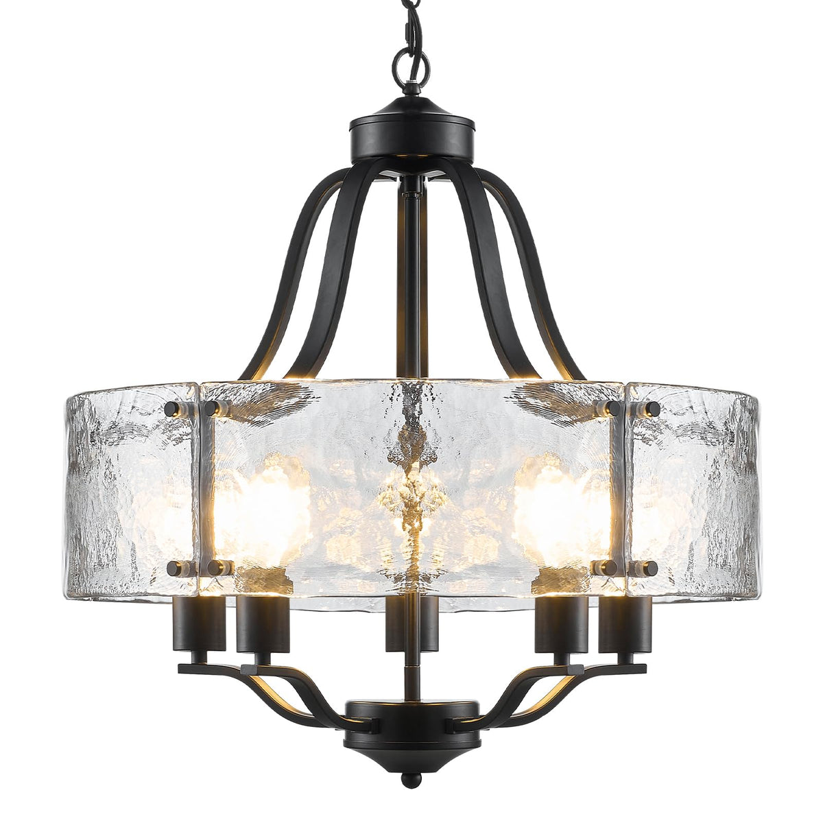 20.4'' Brushed Nickel Glass Chandeliers for Dining Room Light Fixture