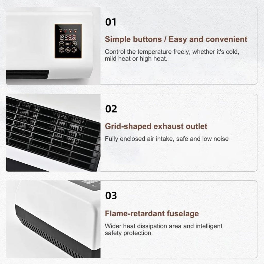 Wall Mounted 2 in 1 Heater & Cooler, Space Heater with Cold Wind, Remote Control Timer, Dual Use Wall & Desktop Mini Air Conditioner No Outdoor Unit for Bedroom Bathroom Office
