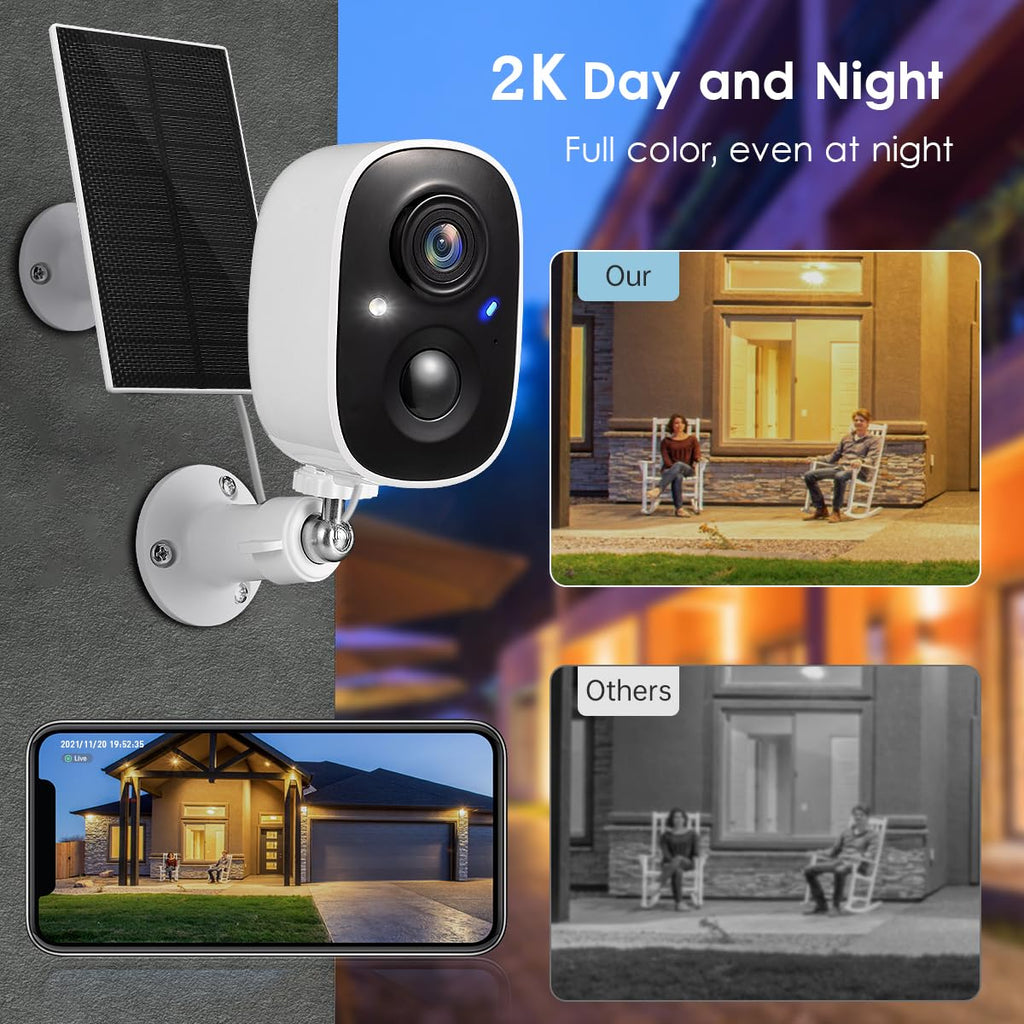 GMK 4 Pack Solar Camera System, Security Cameras Wireless Outdoor, 2K Video