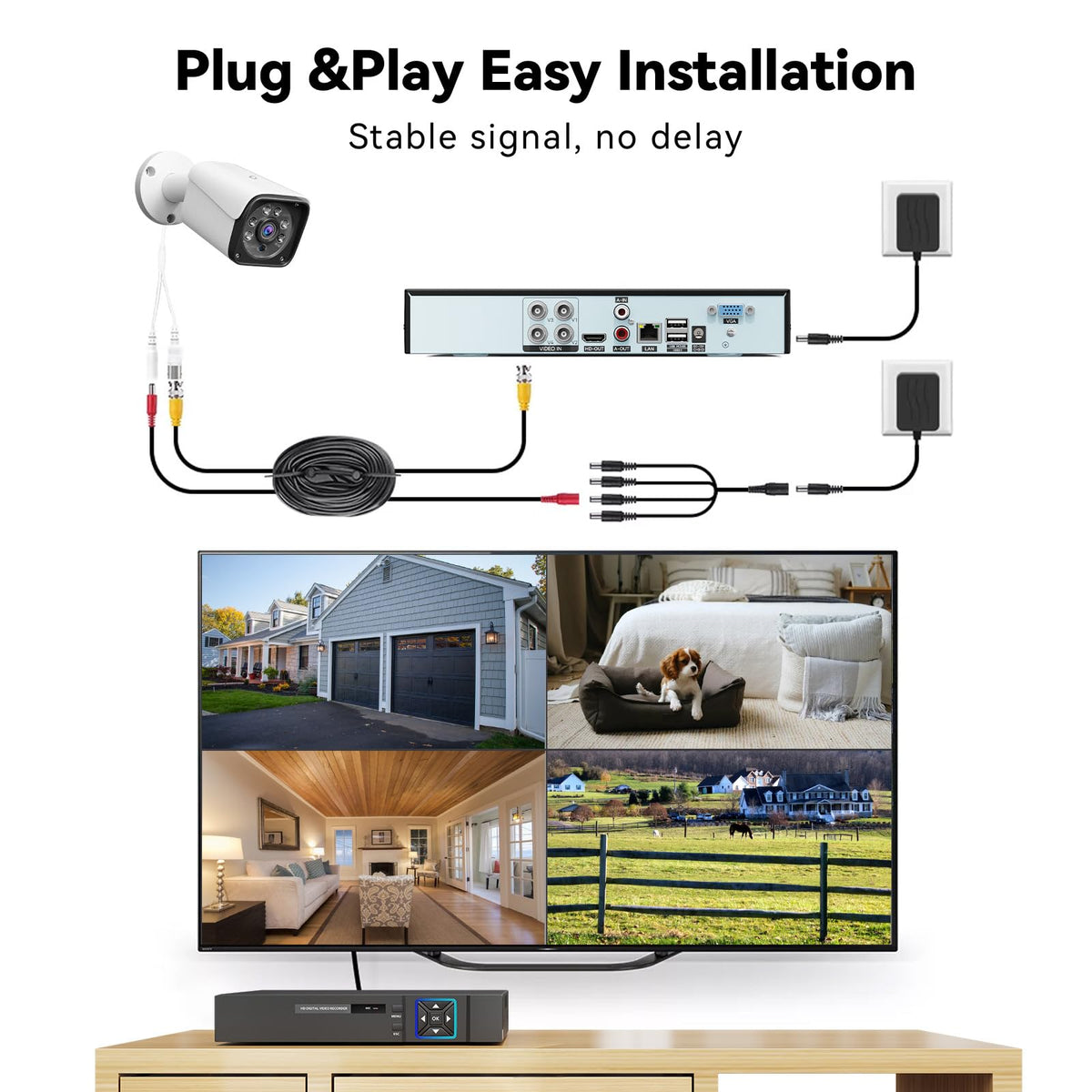 Wired Security Camera System Outdoor, 4X 3MP CCTV Camera, 500G HDD