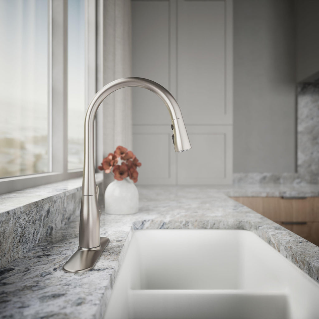 KOHLER Simplice Kitchen Sink Faucet w Pull Down Sprayer, Vibrant Stainless