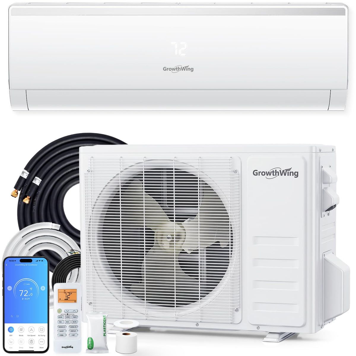 18000 BTU Mini Split Air Conditioner & Heater, 20 SEER2, 208/230V, WiFi App