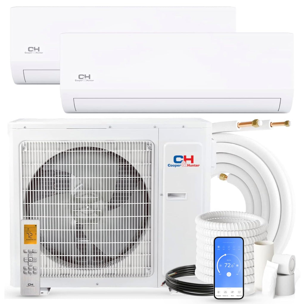 Cooper & Hunter 18,000 BTU 2-Zone Wall Mount Mini Split, 22.5 SEER, 230V