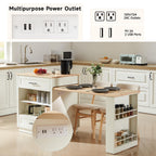 48"-76" Kitchen Islands with Extendable Dining Table, 2-4 People, White