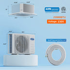 ROVSUN 23000 BTU Smart WIFI Ceiling Cassette Mini Split AC/Heating System with Inverter & APP Control, 22.5 SEER2 Ductless Air Conditioner with Pre-Charged Condenser, Heat Pump & Installation Kit 230V