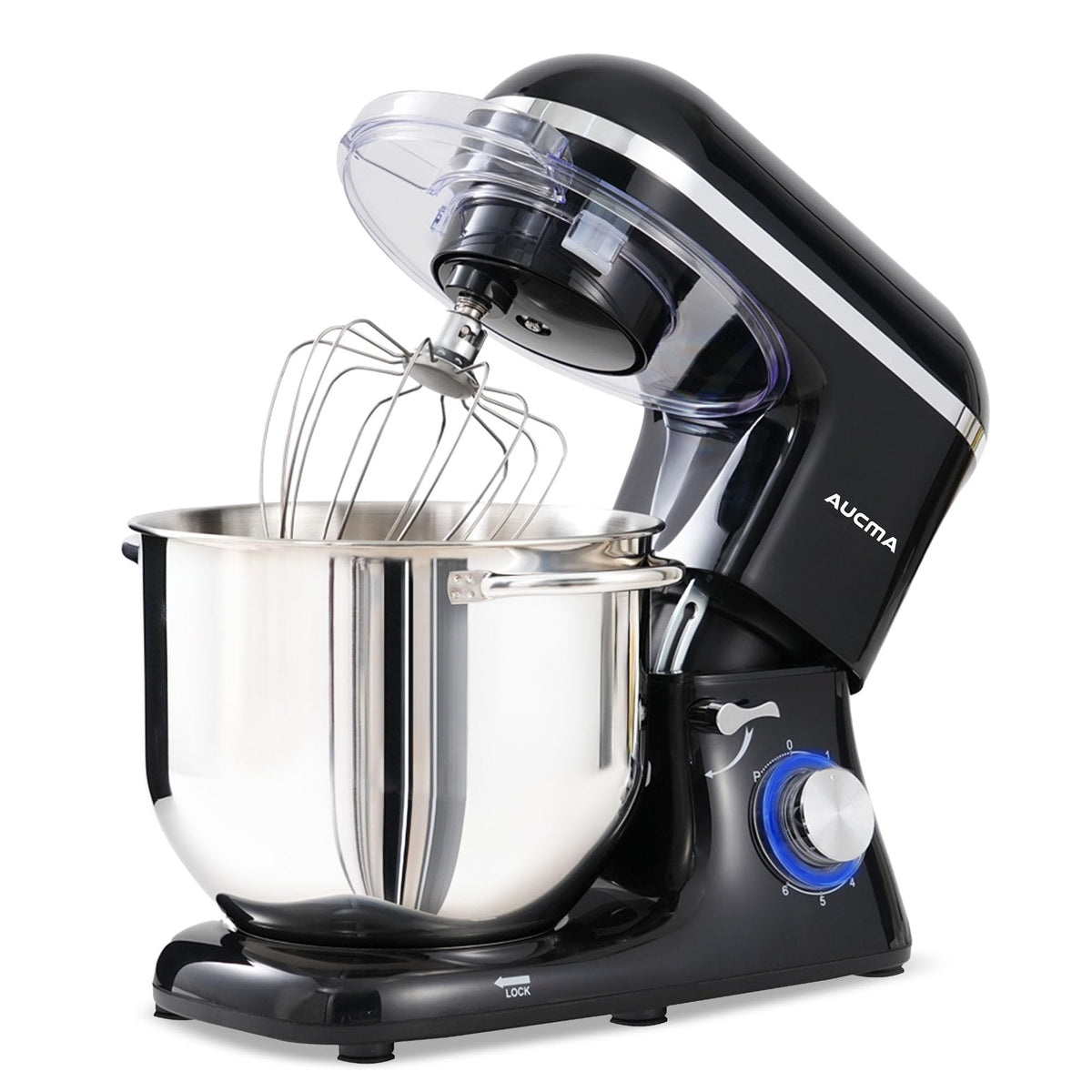 Aucma Stand Mixer,8QT 900W Tilt-Head Food Mixer, Kitchen Electric Mixer with Dough Hook, Wire Whip & Beater (Gray, 8QT)