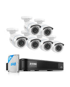 ZOSI 8CH 3K Lite Wired DVR Security Camera System, 4 x 1080p Camera,1TB HDD