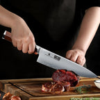 HOSHANHO 7 PCS Kitchen Knife Set, Sharp Japanese Magnetic Knife Block Set