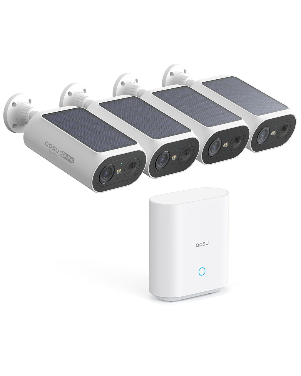 aosu 2K QHD Solar Security Cameras Wireless Outdoor System, 4-Cam-Kit