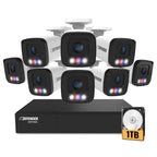 Defender AI Powered Sentinel 4K 16CH PoE Security Camera System, 16pcs NVR Metal Outdoor Surveillance Cameras, 2TB HDD, SMART AI Human Detection, Blue/Red Lights, Works w/Empower App