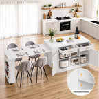 59"-103" Kitchen Island with Extendable Dining Table, White