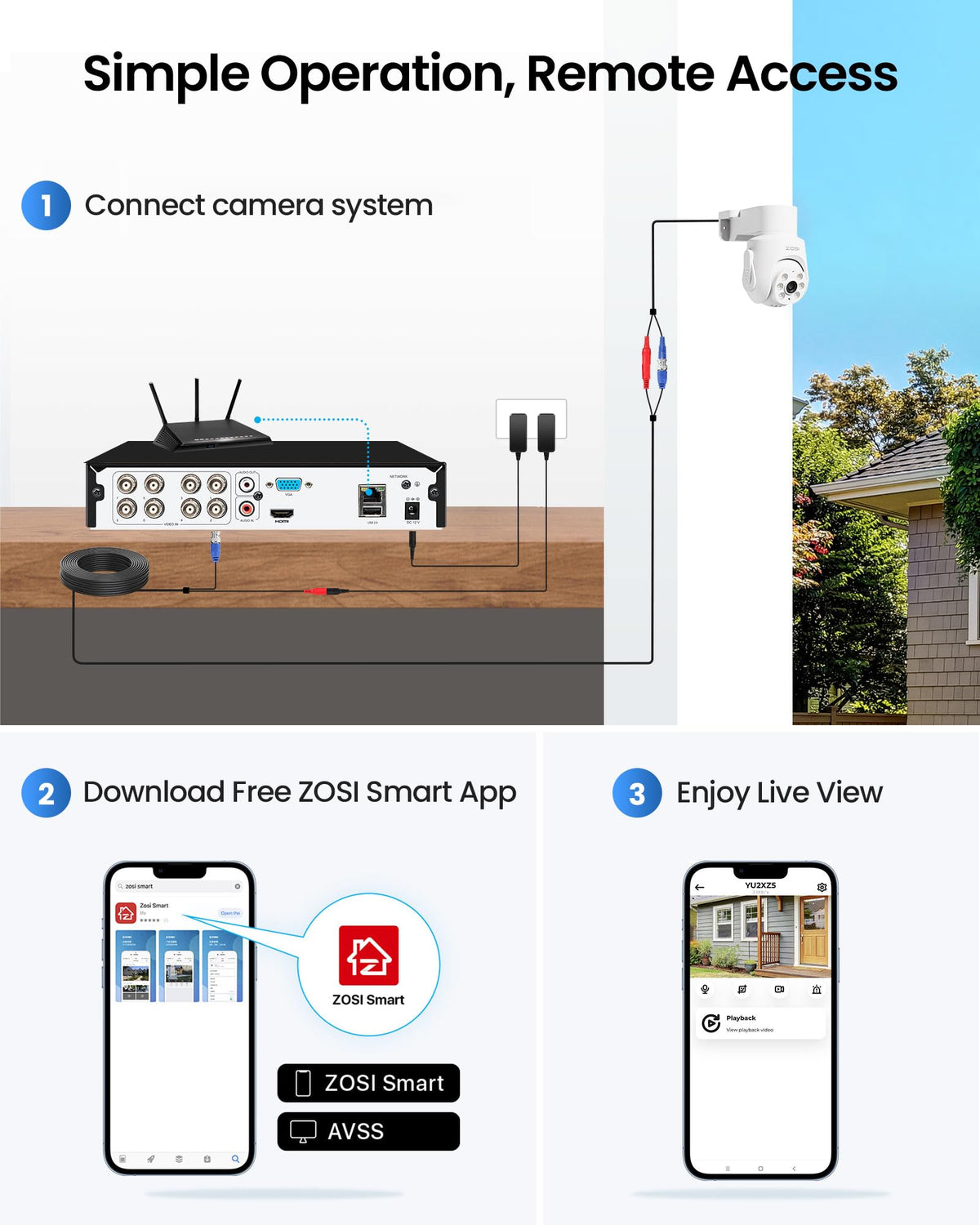 ZOSI 5MP Wired Security Camera System, 8pcs 3K Pan/Tilt Cameras, 1TB HDD