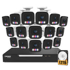 Defender AI Powered Sentinel 4K 16CH PoE Security Camera System, 16pcs NVR Metal Outdoor Surveillance Cameras, 2TB HDD, SMART AI Human Detection, Blue/Red Lights, Works w/Empower App