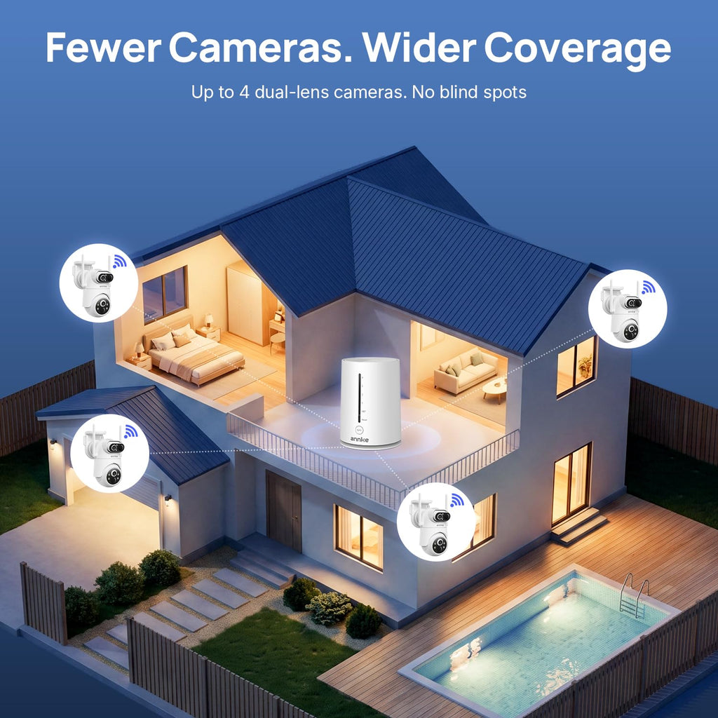 ANNKE No Subscription Security Camera System Wireless with 64GB SD Home Hub
