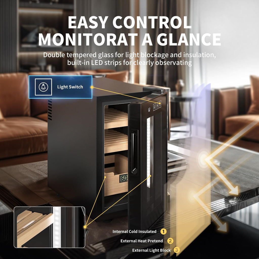 NEEDONE Electric Cigar Humidor 23L with Heating and Cooling Control System