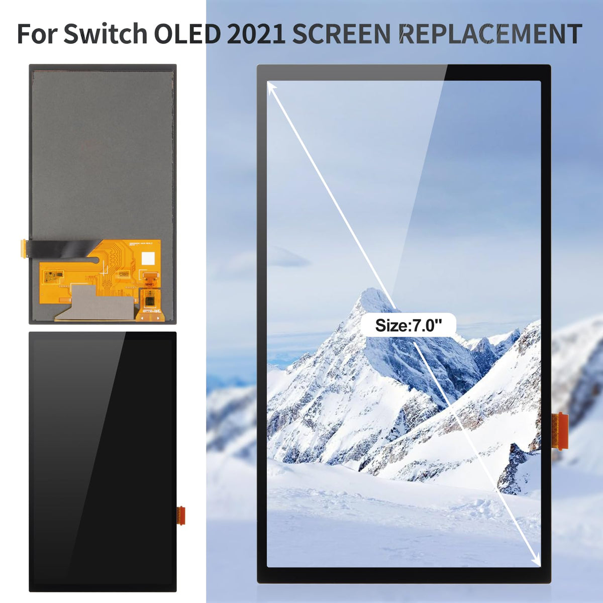 for Switch OLED Screen 2021 for Switch OLED Digitizer LCD for Nintendo Switch OLED Screen Replacement Touch Display Assembly Kits 7" Black