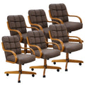 D9520 6pc Swivel Tilt Kitchen Dining Chair - Taupe-Chestnut