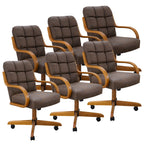D9520 6pc Swivel Tilt Kitchen Dining Chair - Taupe-Chestnut