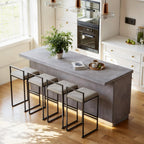 homary 72" Large Kitchen Island with Storage & LED Lights and Waterfall Edge, Wood Freestanding Island with Wine Rack, Drawers, Cabinet & Shelves, Modern for Kitchen & Dining Room