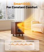 1500W Infrared Space Heater for Indoor Use with Wood Cabinet