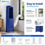 AIRPLUS Smart Portable Air Conditioner, 12,000 BTU Cooling/Heating Air Conditioner for Bedroom with Drainage-free Cooling, Dehumidifier, Fan, 24h Timer for 700 Sq Ft Rooms, Blue