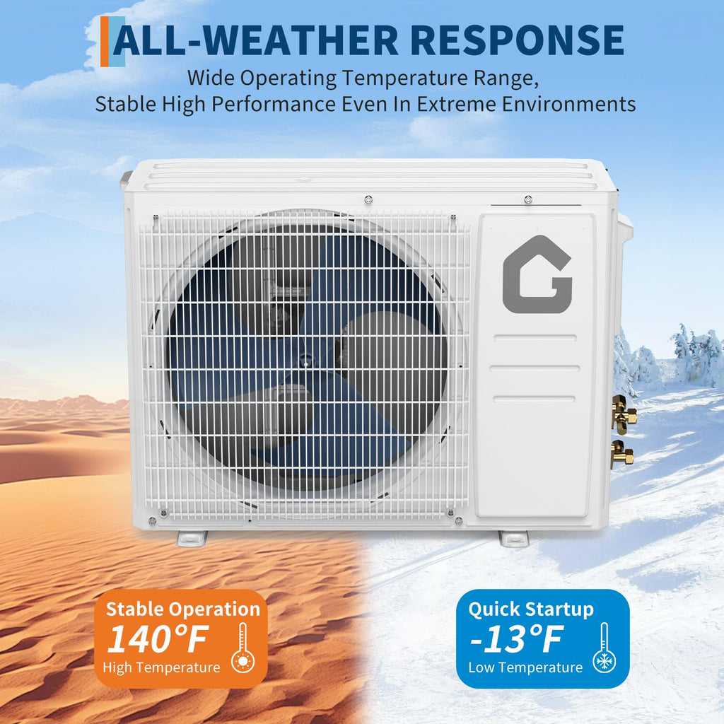 19 SEER2 24,000 BTU Mini Split AC & Heating System – 230V Inverter, Covers Up to 1,500 sq. ft., WiFi & Remote Control, Low Noise, Energy-Efficient Ductless Air Conditioner for Home